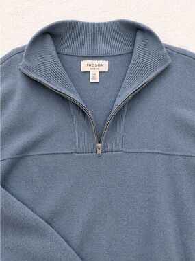 Hudson North Blue Knit Quarter Zip Sweater